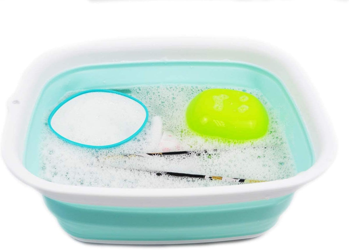 9.45L (2.5 Gallon) Collapsible Tub - Foldable Dish Tub - Portable Washing Basin - Space Saving Plastic Washtub (Grey, M)