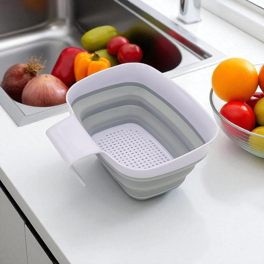 Compact Collapsible Colander Strainer, 2 Quart Capacity, Quick-Draining with Non-Slip Base