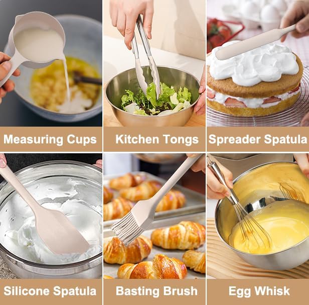Mixing Bowls with Airtight Lids, Stainless Steel Nesting Bowls Set