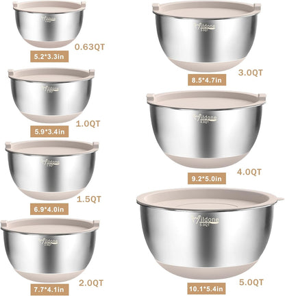 Mixing Bowls with Airtight Lids, Stainless Steel Nesting Bowls Set
