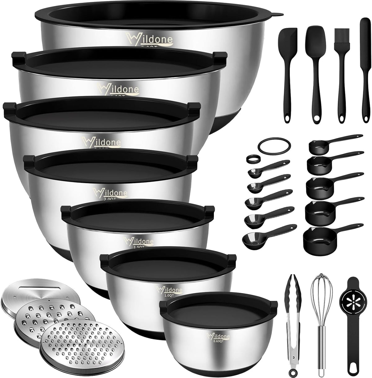 Mixing Bowls with Airtight Lids, Stainless Steel Nesting Bowls Set