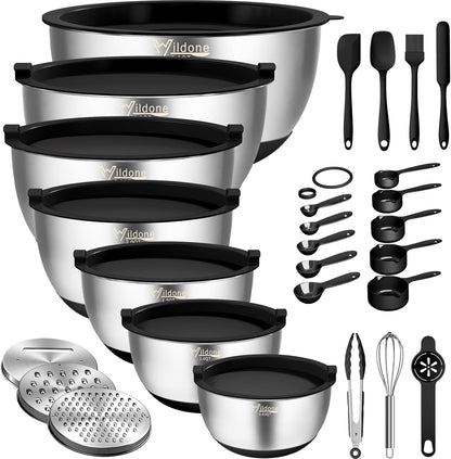 Mixing Bowls with Airtight Lids, Stainless Steel Nesting Bowls Set