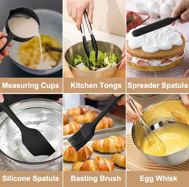Mixing Bowls with Airtight Lids, Stainless Steel Nesting Bowls Set