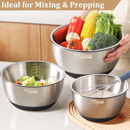 Mixing Bowls with Airtight Lids, Stainless Steel Nesting Bowls Set