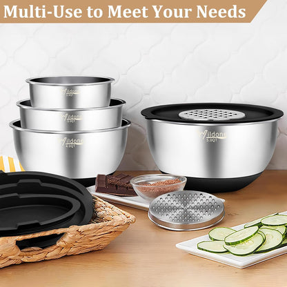 Mixing Bowls with Airtight Lids, Stainless Steel Nesting Bowls Set