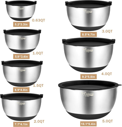Mixing Bowls with Airtight Lids, Stainless Steel Nesting Bowls Set