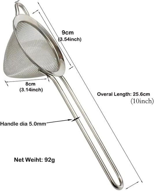 Fine Mesh Cocktail Strainer, Stainless Steel, Long Handle Set of 2 (Stainless Steel set of 2)
