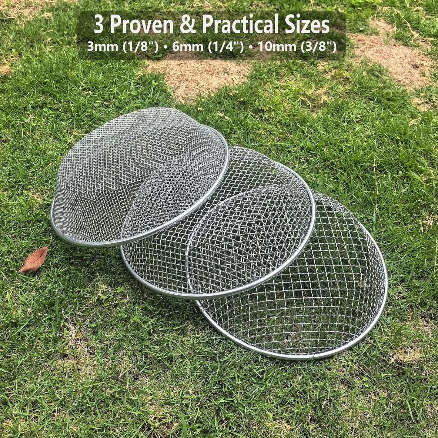 2PCS Gardening Sand Soil Compost Sifter Perfect for 5 Gallon Bucket, 1/4 Inch Mesh, 1/8 Inch Mesh