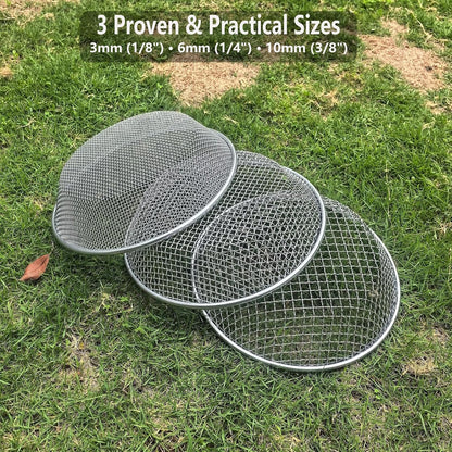 2PCS Gardening Sand Soil Compost Sifter Perfect for 5 Gallon Bucket, 1/4 Inch Mesh, 1/8 Inch Mesh