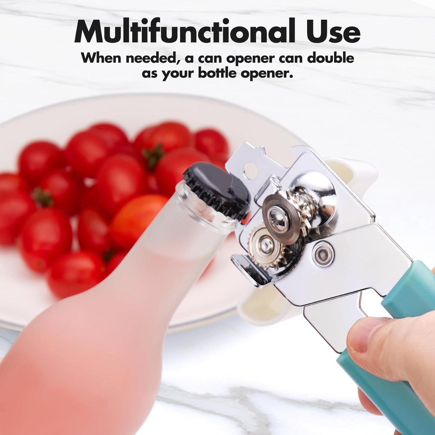 Can Opener Manual, COKORA Can Openers Hand Held with Comfort Anti-Slip Handles, Heavy Duty Stainless Steel Can Opener Smooth Edge and Bottle Openers, Easy Turn Can Openers for Seniors, Kitchen, Black