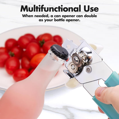 Can Opener Manual, COKORA Can Openers Hand Held with Comfort Anti-Slip Handles, Heavy Duty Stainless Steel Can Opener Smooth Edge and Bottle Openers, Easy Turn Can Openers for Seniors, Kitchen, Black