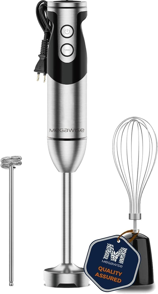 High-Power Hand Blender – 400W Max Power with Versatile 3-in-1 Attachments (Blending Shaft, Whisk, Chopper); Ergonomic Design with Adjustable Speed Control; Easy to Clean and Maintain (Black)