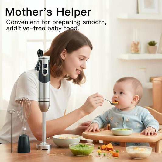 High-Power Hand Blender – 400W Max Power with Versatile 3-in-1 Attachments (Blending Shaft, Whisk, Chopper); Ergonomic Design with Adjustable Speed Control; Easy to Clean and Maintain (Black)
