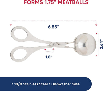 Kitchen Meat Baller Scoop, 18/8 Stainless Steel, Forms Perfectly Round 1.75-Inch Meatballs