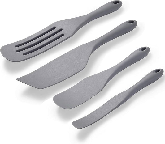 Silicone Spurtle Set, Silicone Spatula Set, Heat Resistant Cooking Utensil for Nonstick Cookware, Serving，Baking, Whisking, Smashing, Scooping, Spreading, 4 Piece