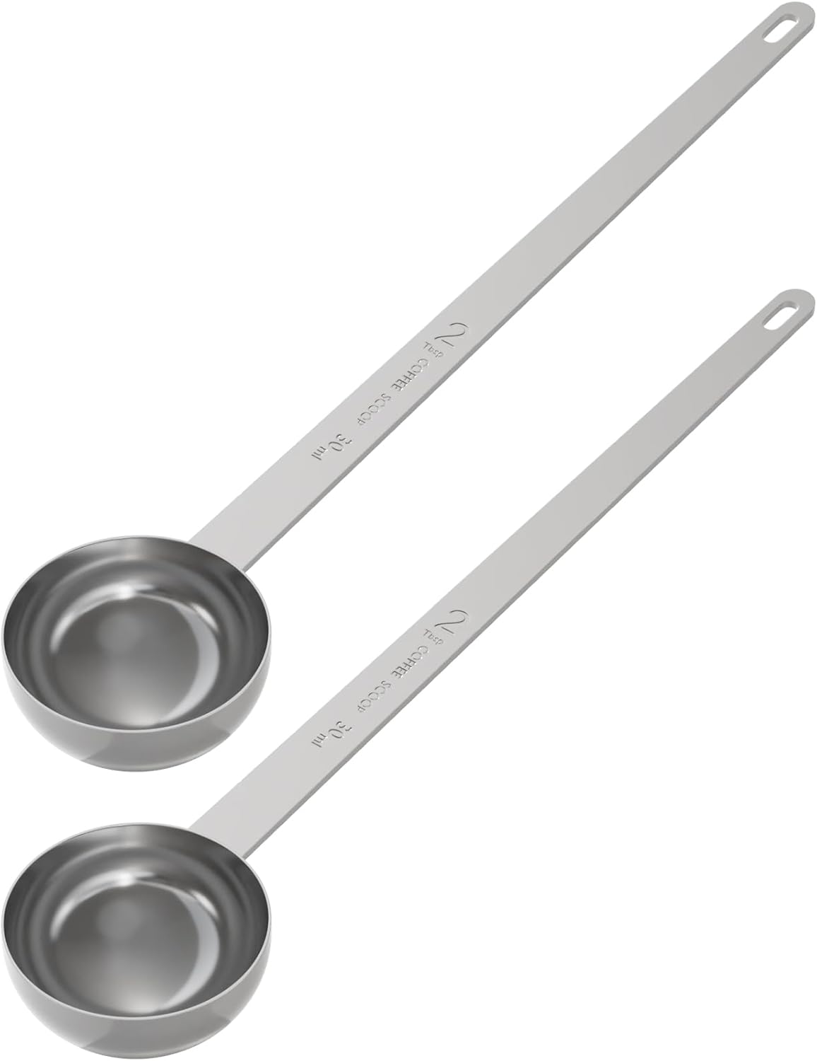 2PCS Extra Long Handle Coffee Scoop, 2Tbsp(30ml) Measuring Spoon | 9.5” Length, Food-Grade Stainless Steel, Accurate Measurement, Dishwasher-Safe, Engraved Marking, Coffee Ritual Essential