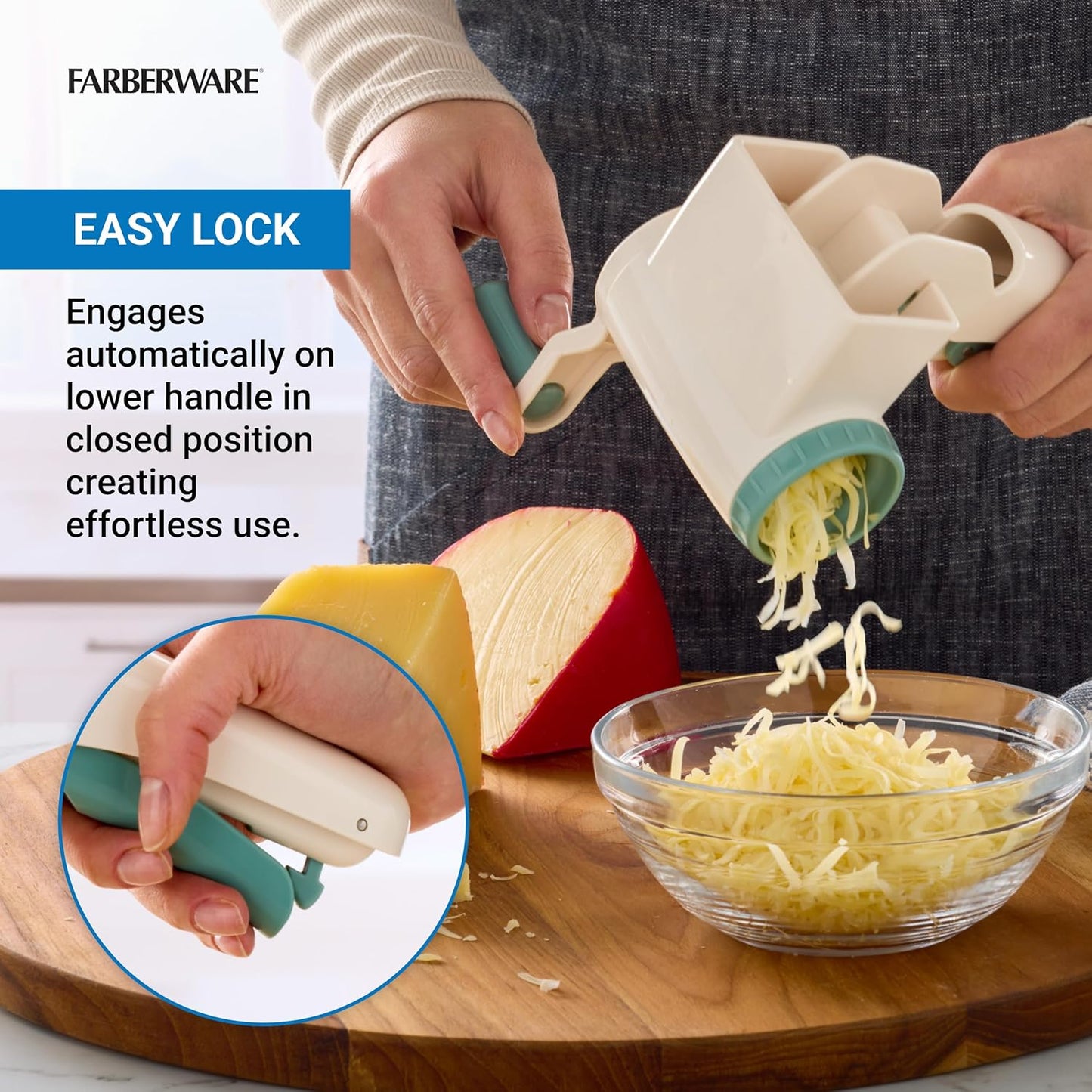Professional Rotary Cheese Grater, Durable and Versatile Kitchen Gadget for Effortless Grating, Green