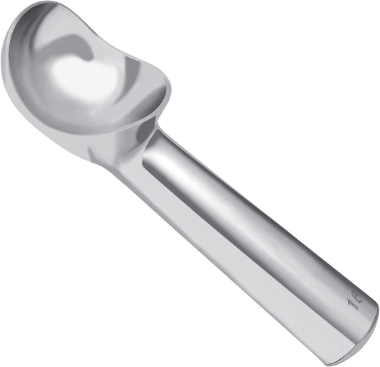 Pimoys Ice Cream Scoop, 7 Inch Aluminum, Nonstick, Bright Silver | One-piece aluminum, anti-freeze handle, cuts hard ice cream, gelato & sorbet, hand wash only