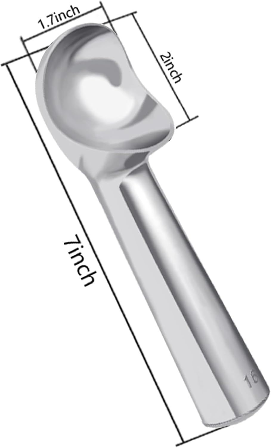 Pimoys Ice Cream Scoop, 7 Inch Aluminum, Nonstick, Bright Silver | One-piece aluminum, anti-freeze handle, cuts hard ice cream, gelato & sorbet, hand wash only