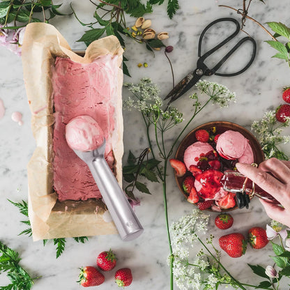 Pimoys Ice Cream Scoop, 7 Inch Aluminum, Nonstick, Bright Silver | One-piece aluminum, anti-freeze handle, cuts hard ice cream, gelato & sorbet, hand wash only