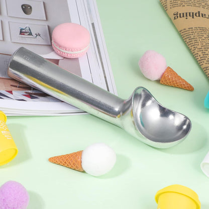 Pimoys Ice Cream Scoop, 7 Inch Aluminum, Nonstick, Bright Silver | One-piece aluminum, anti-freeze handle, cuts hard ice cream, gelato & sorbet, hand wash only