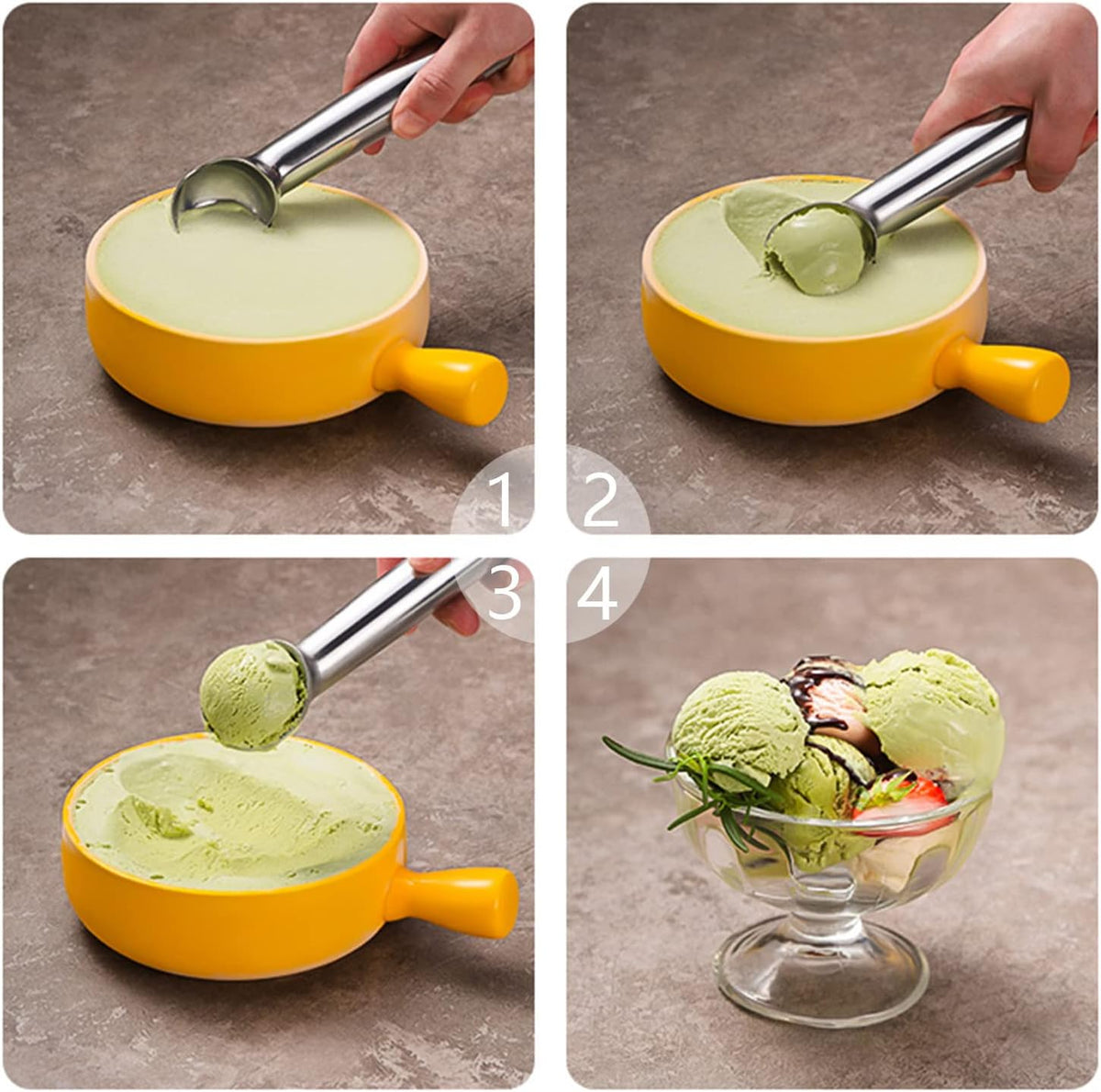 Pimoys Ice Cream Scoop, 7 Inch Aluminum, Nonstick, Bright Silver | One-piece aluminum, anti-freeze handle, cuts hard ice cream, gelato & sorbet, hand wash only