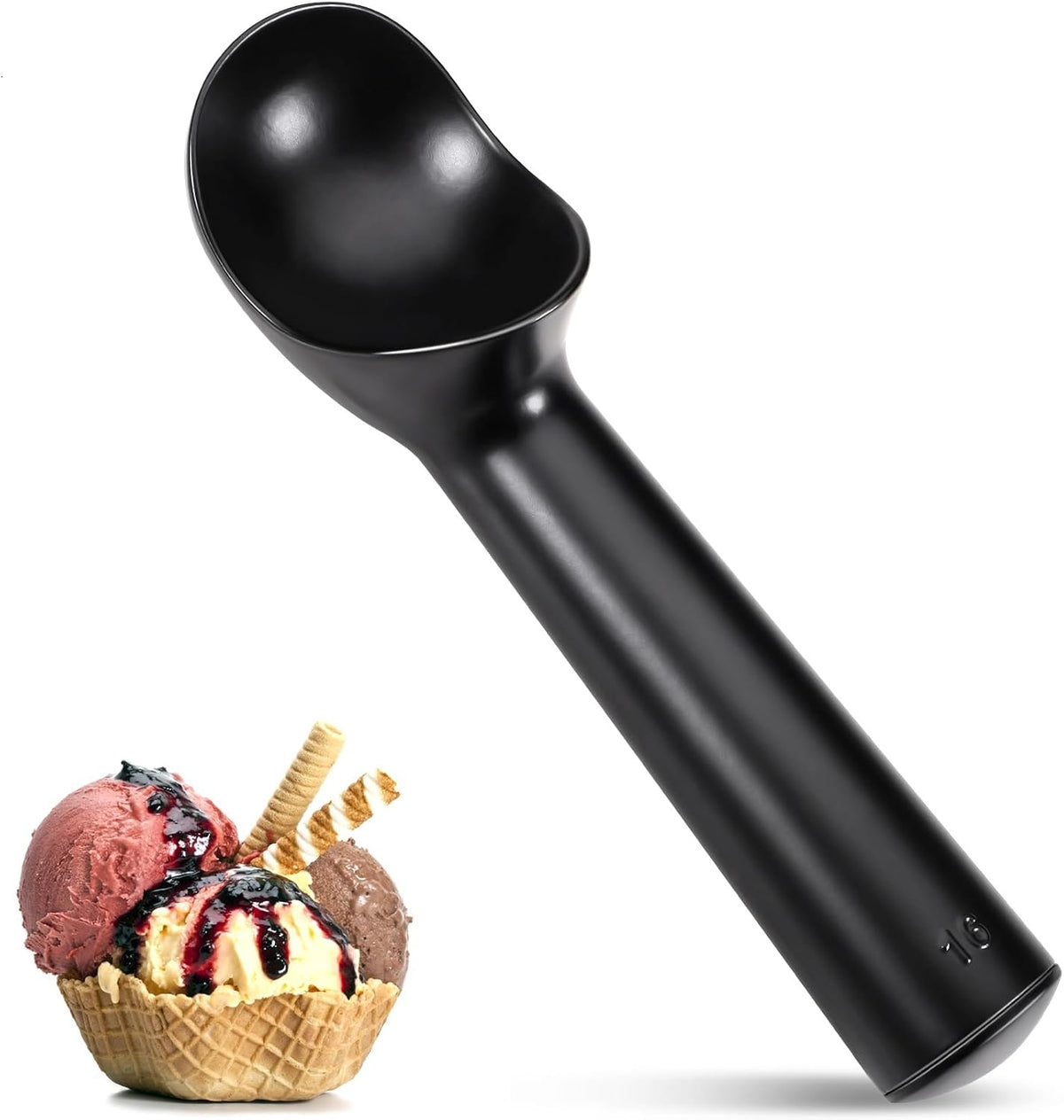 Pimoys Ice Cream Scoop, 7 Inch Aluminum, Nonstick, Bright Silver | One-piece aluminum, anti-freeze handle, cuts hard ice cream, gelato & sorbet, hand wash only