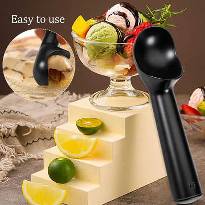 Pimoys Ice Cream Scoop, 7 Inch Aluminum, Nonstick, Bright Silver | One-piece aluminum, anti-freeze handle, cuts hard ice cream, gelato & sorbet, hand wash only