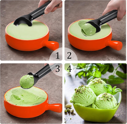 Pimoys Ice Cream Scoop, 7 Inch Aluminum, Nonstick, Bright Silver | One-piece aluminum, anti-freeze handle, cuts hard ice cream, gelato & sorbet, hand wash only