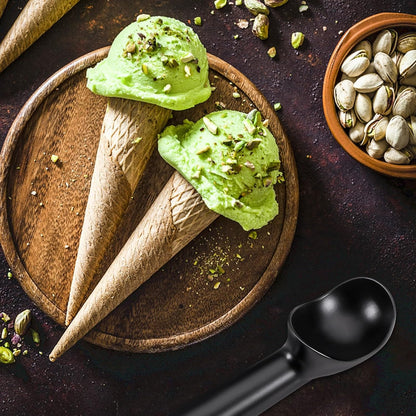 Pimoys Ice Cream Scoop, 7 Inch Aluminum, Nonstick, Bright Silver | One-piece aluminum, anti-freeze handle, cuts hard ice cream, gelato & sorbet, hand wash only
