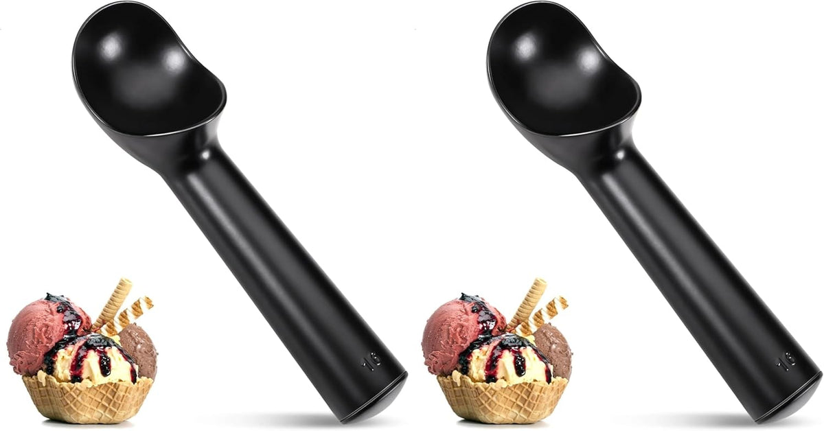 Pimoys Ice Cream Scoop, 7 Inch Aluminum, Nonstick, Bright Silver | One-piece aluminum, anti-freeze handle, cuts hard ice cream, gelato & sorbet, hand wash only