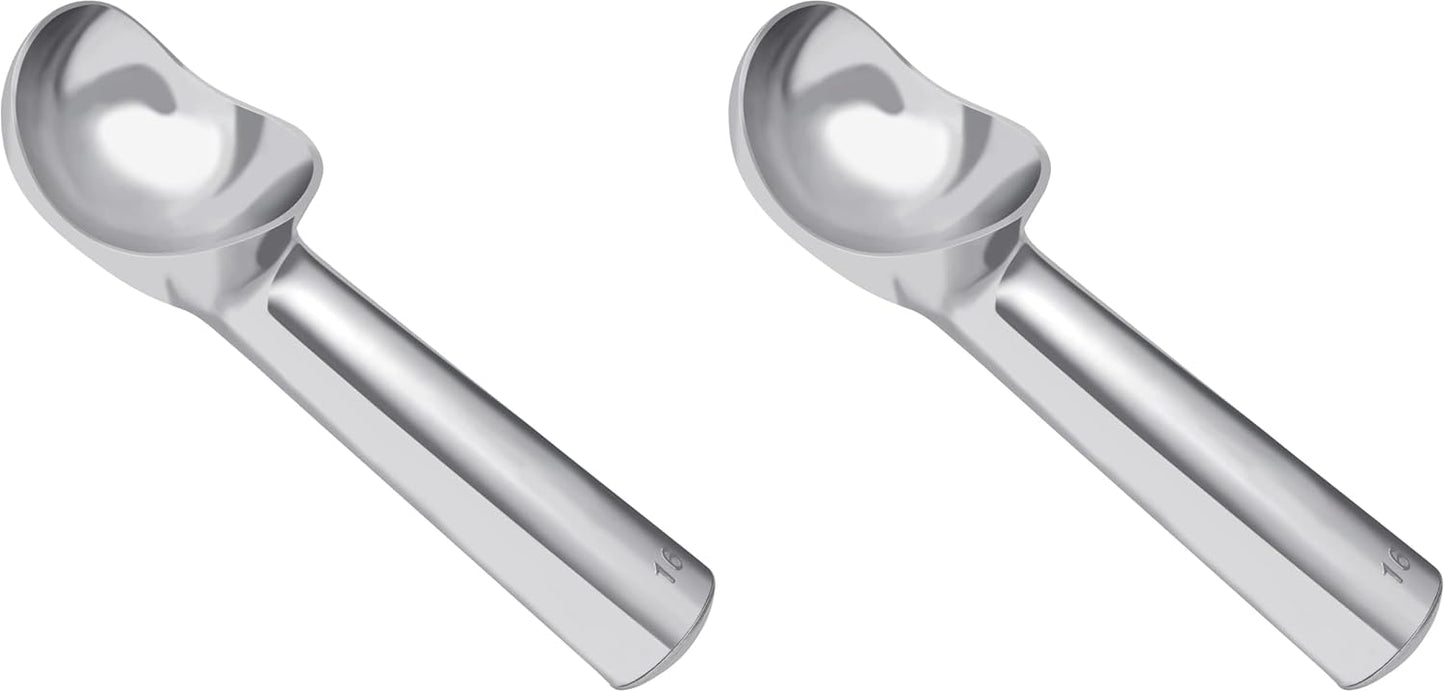 Pimoys Ice Cream Scoop, 7 Inch Aluminum, Nonstick, Bright Silver | One-piece aluminum, anti-freeze handle, cuts hard ice cream, gelato & sorbet, hand wash only