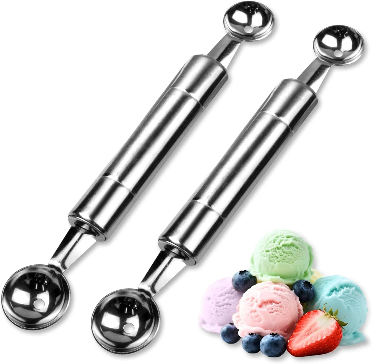 Double-Ended Fruit & Ice Cream Scoop – Stainless Steel Melon Baller and Parisienne Scoop (30mm)
