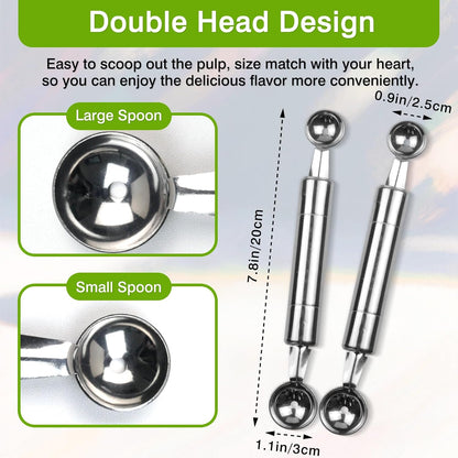 Double-Ended Fruit & Ice Cream Scoop – Stainless Steel Melon Baller and Parisienne Scoop (30mm)