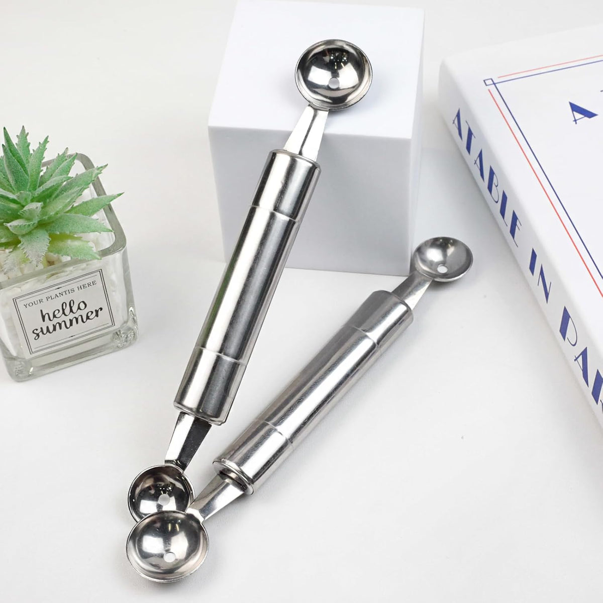 Double-Ended Fruit & Ice Cream Scoop – Stainless Steel Melon Baller and Parisienne Scoop (30mm)