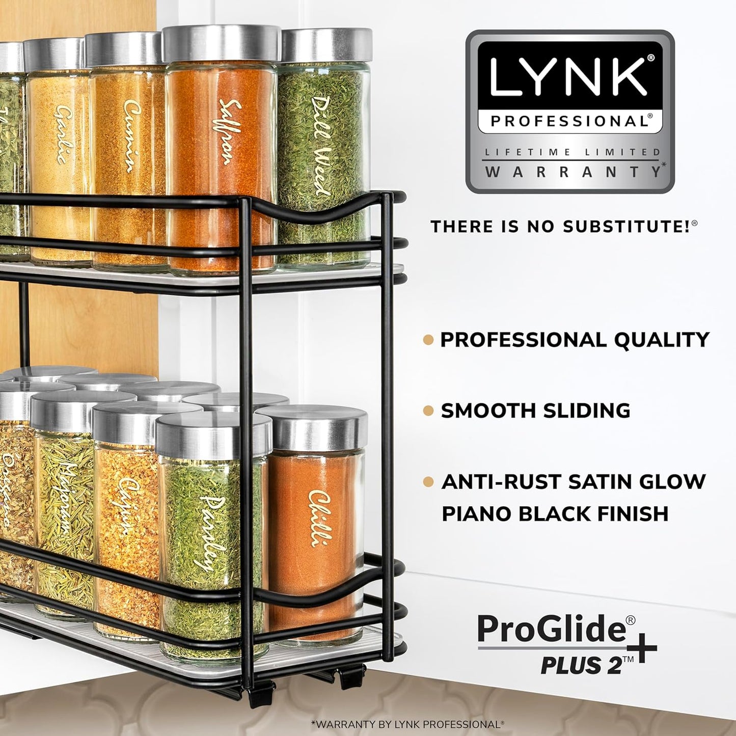 ® Pull Out Spice Organization for Cabinets - 4-3/8 inch Wide – Spice Rack for Inside Cabinets, Slide Out Spice Rack Organizer for cabinet – Pull Out Spice Rack, Sliding 2 Tier Chrome