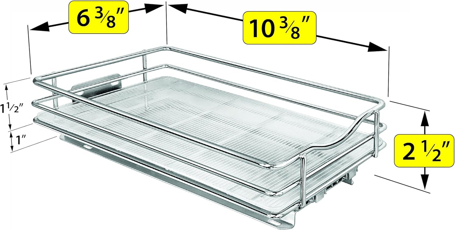® Pull Out Spice Organization for Cabinets - 4-3/8 inch Wide – Spice Rack for Inside Cabinets, Slide Out Spice Rack Organizer for cabinet – Pull Out Spice Rack, Sliding 2 Tier Chrome