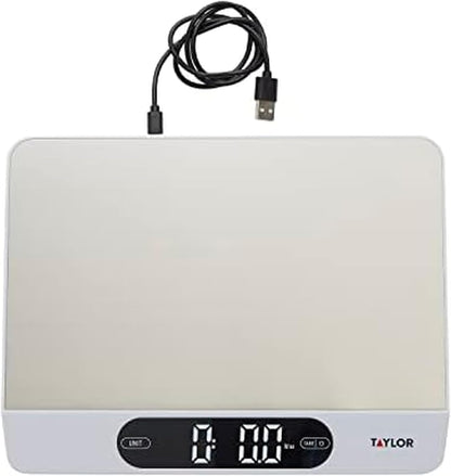 USB Rechargeable Digital Kitchen and Food Scale, 11 pound capacity with Dishwasher Safe Tray, Cord Included