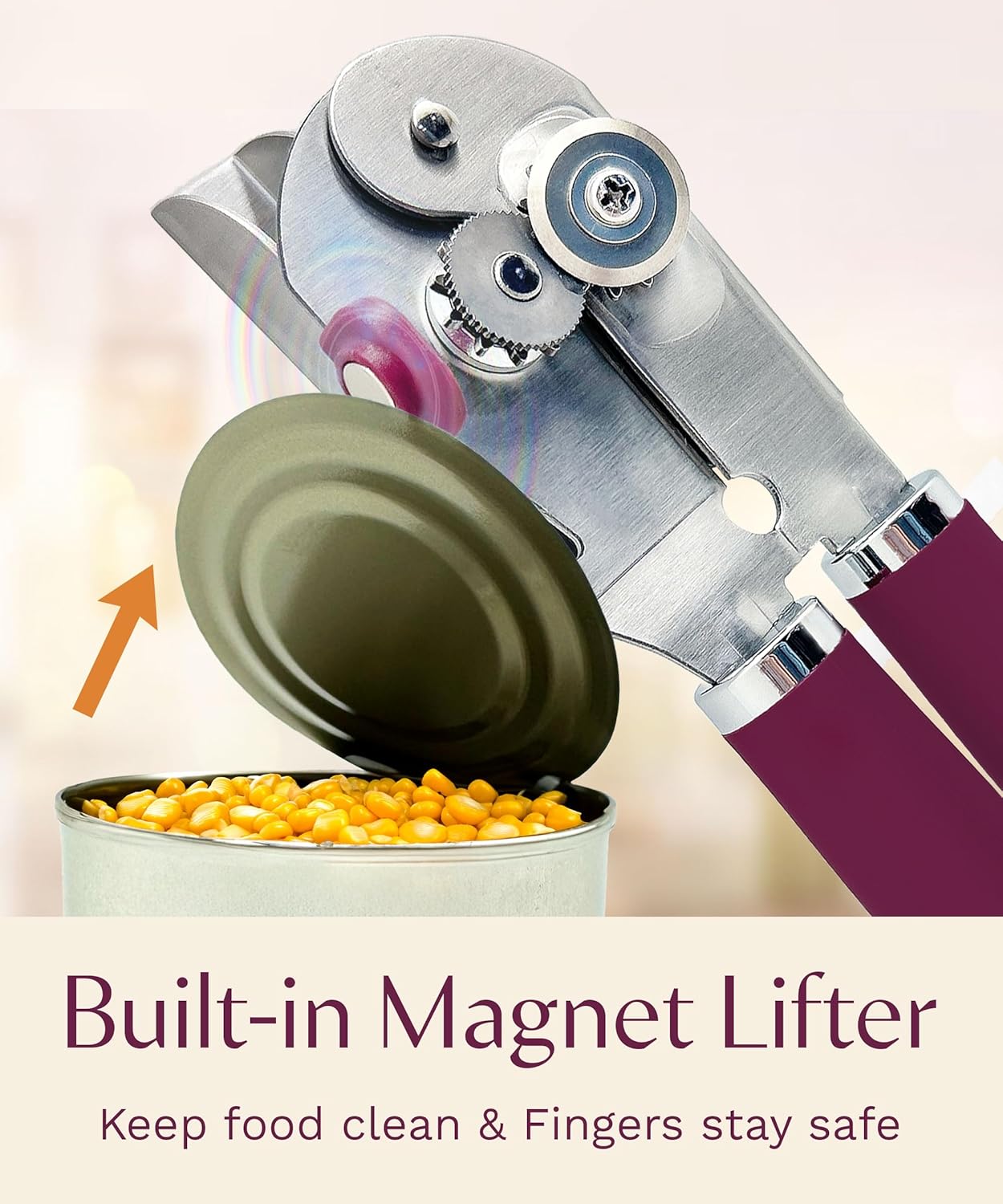 Premium Multifunction Magnetic Manual Can Opener and Bottle Opener, Heavy Duty Stainless Steel Sharp Cutting Blade and Oversized Easy Turn Knob, Soft-Touch Handle, Kitchen Use, Black