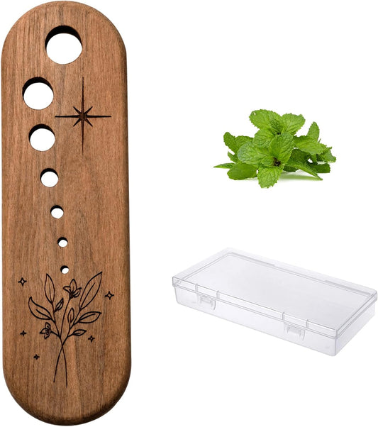 Black Walnut Herb Stripper Vegetable Leaf Herb Stripper Chopper Tool Wood Uncoated 7 Hole Sizes Durable & Elegant Kitchen Tool with Storage Case Ideal Gift for Cooks