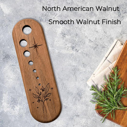 Black Walnut Herb Stripper Vegetable Leaf Herb Stripper Chopper Tool Wood Uncoated 7 Hole Sizes Durable & Elegant Kitchen Tool with Storage Case Ideal Gift for Cooks
