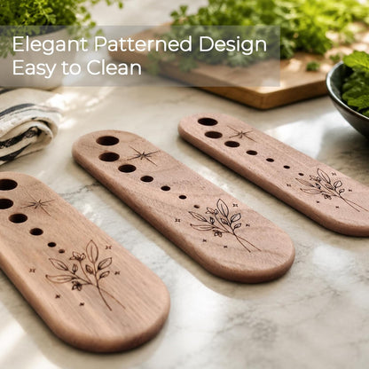 Black Walnut Herb Stripper Vegetable Leaf Herb Stripper Chopper Tool Wood Uncoated 7 Hole Sizes Durable & Elegant Kitchen Tool with Storage Case Ideal Gift for Cooks