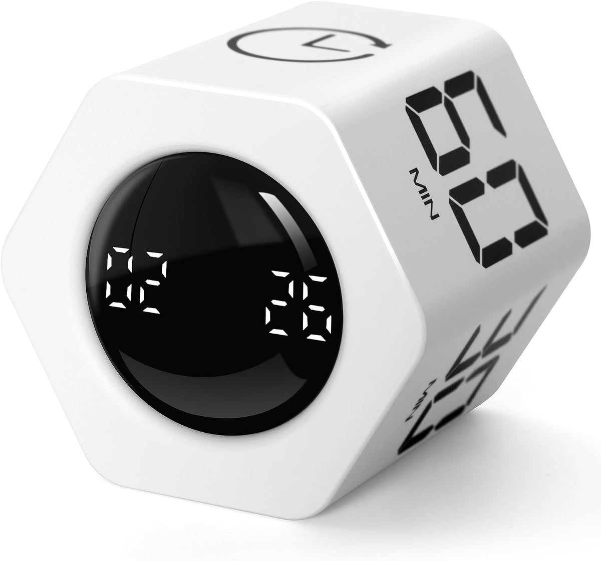 Productivity Cube Timer, 1/5/10/30/60 Min Presets, Wood Grain Finish