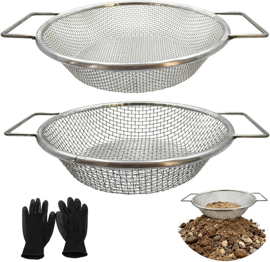 Soil Sifter for Gardening - Dirt Sifter for Rocks, Garden Compost Sifter | 2Pcs Soil Sifter for 5 gallon Bucket (1/8",1/4"), Dirt Sifter for Gardening with Handles, Rock Sifter for Yard
