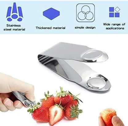2Pcs Stainless Steel Strawberry Huller Fruit Stem Remover Picker Leaf Peeler Tweezers Kitchen Gadgets for Strawberry Cherry Tomato Fruit Tools