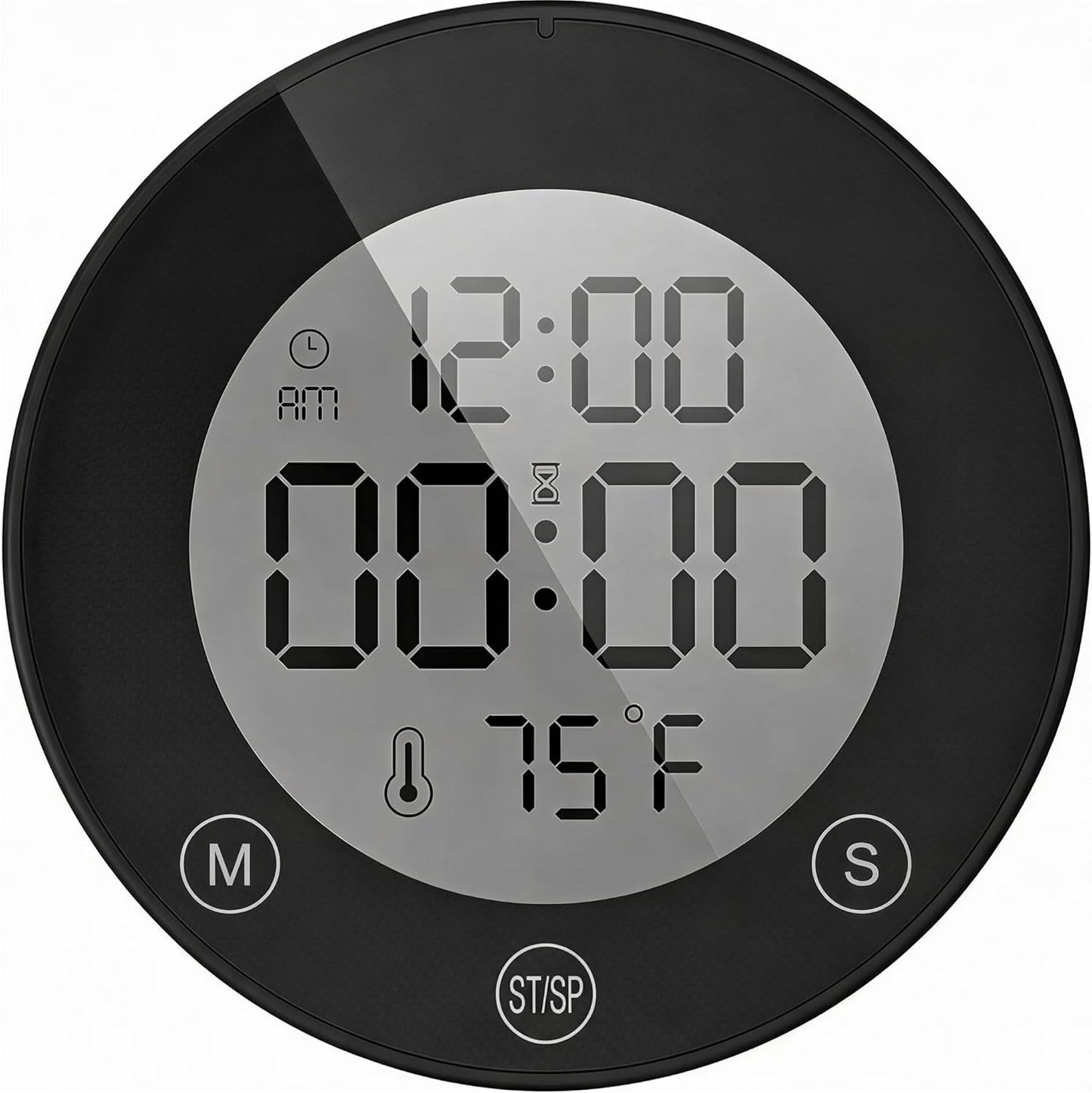 Shower Clock Waterproof Bathroom Timer – Digital Wall Clock with Countdown, Magnetic Kitchen Clock with Temperature & Humidity, Suction Cup for Kids Shower Spa Cook Bath (Black)