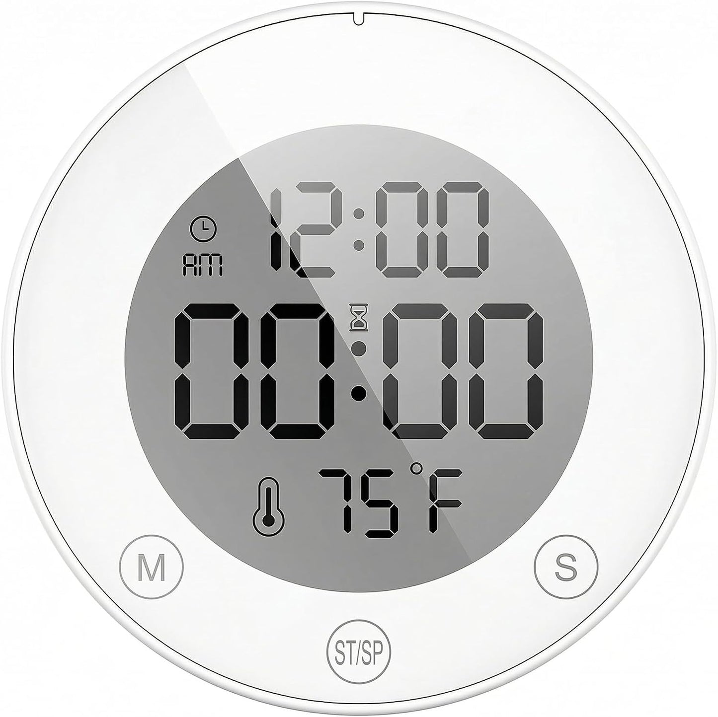 Shower Clock Waterproof Bathroom Timer – Digital Wall Clock with Countdown, Magnetic Kitchen Clock with Temperature & Humidity, Suction Cup for Kids Shower Spa Cook Bath (Black)