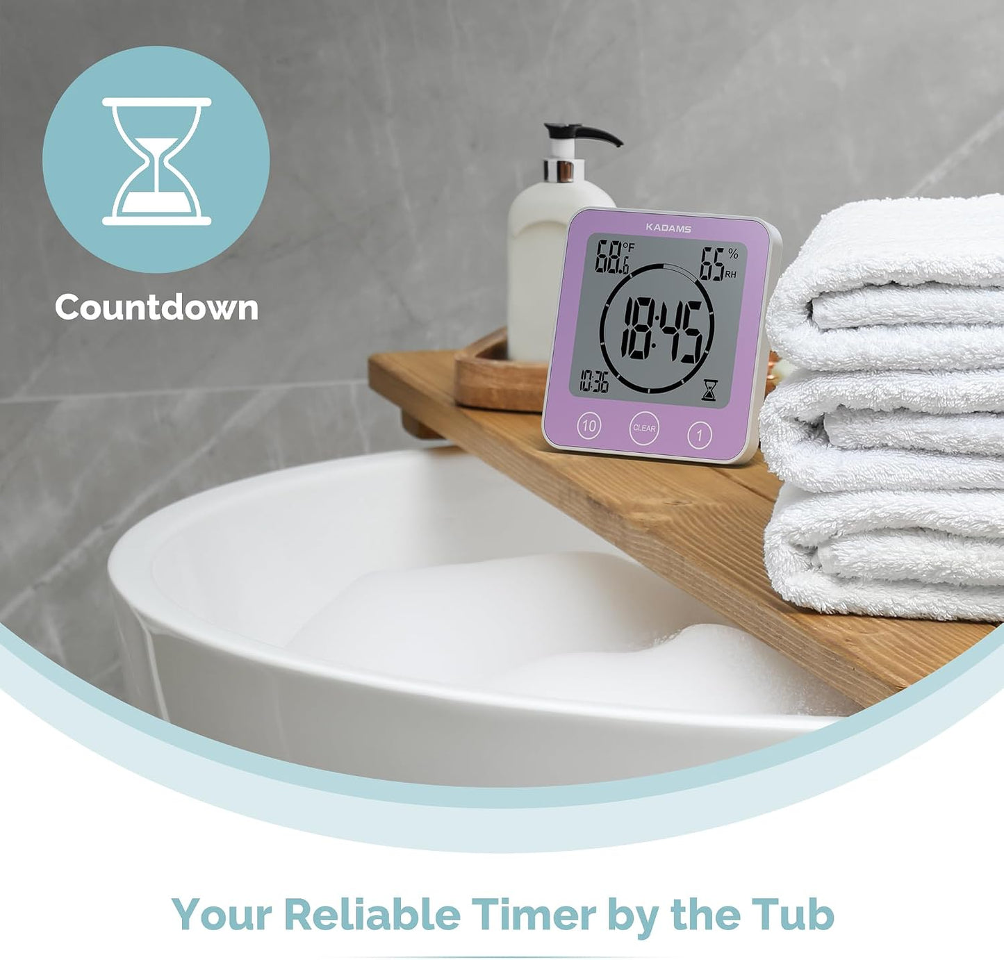 Shower Clock Waterproof Bathroom Timer – Digital Wall Clock with Countdown, Magnetic Kitchen Clock with Temperature & Humidity, Suction Cup for Kids Shower Spa Cook Bath (Black)
