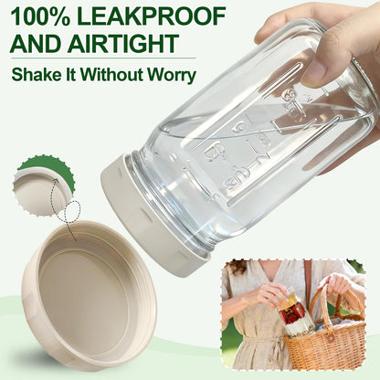 4 Pack Glass Salad Jars with Lids,32oz Mason Jars for Meal Prep,Leakproof Lunch Container with Two Small Built-in Boxes for Wet/Dry Separation of Salad Dressing and Dry Ingredients( Apricot White)