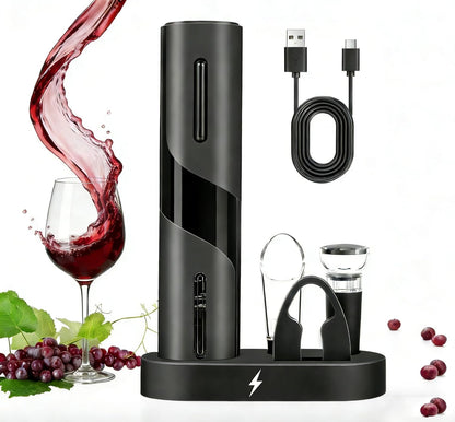 Electric Wine Bottle Opener, Easy to Use, Perfect for Home, Restaurants & Travel, Wine Lovers & Host (Black)